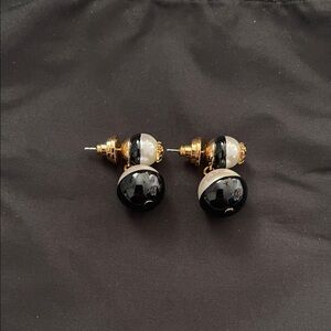 Tory Burch Black and White Drop Earrings